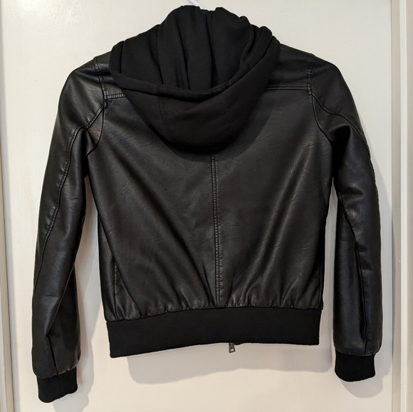 Levi Strauss Vegan Leather Black Hooded Bomber Jacket in XS - Picture 5 of 13
